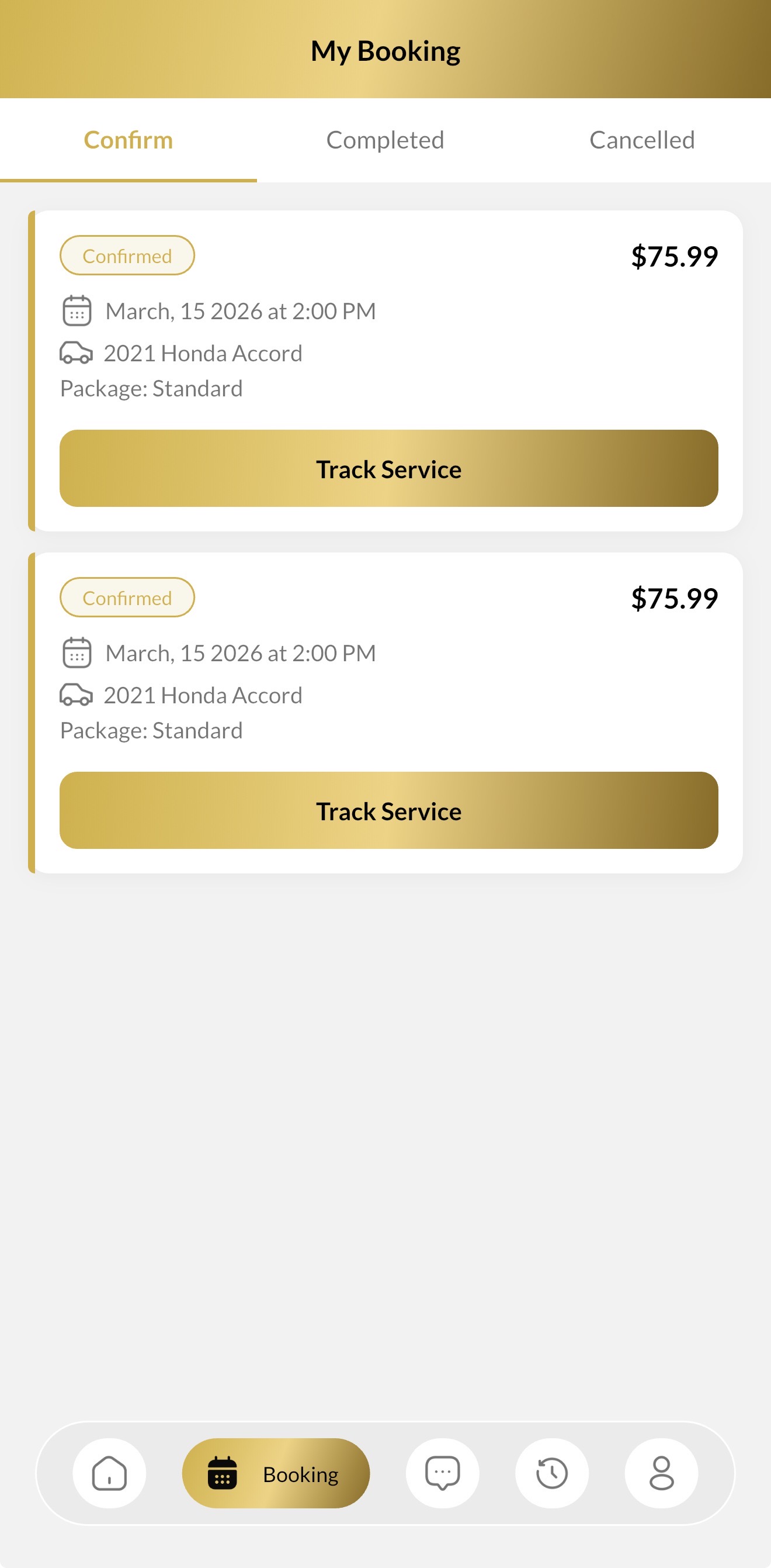 PrimeLube booking screen